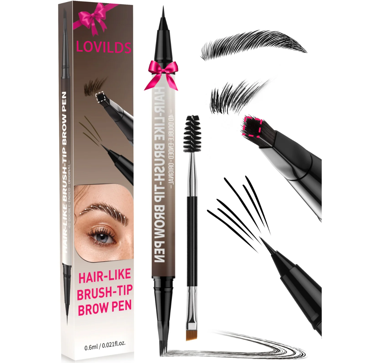 ✏️Last day 60% OFF✏️LOVILDS™ 2-in-1 Microblading Eyebrow Pen with Square Brush