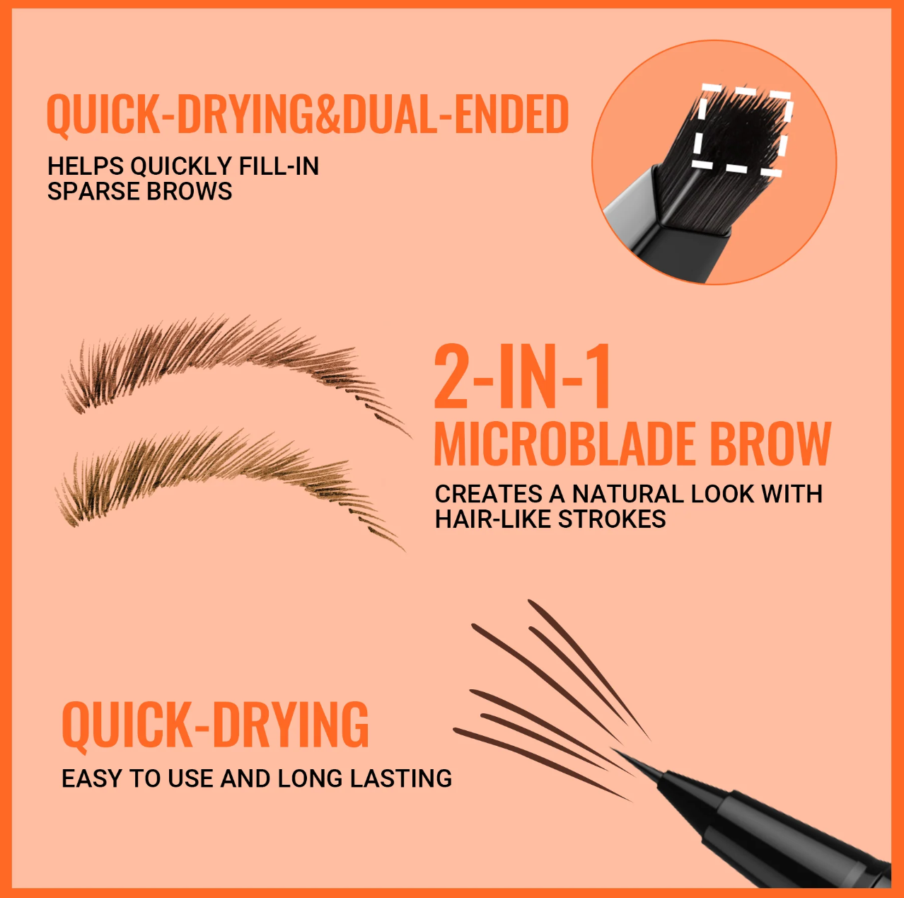 ✏️Last day 60% OFF✏️LOVILDS™ 2-in-1 Microblading Eyebrow Pen with Square Brush